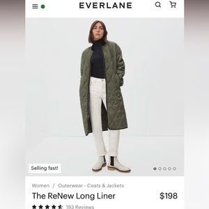 Everlane Long Liner Coat in green
Originally $198!

Lightly worn